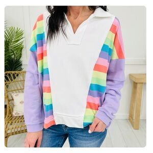 BiBi Colorful Striped Lightweight Sweatshirt